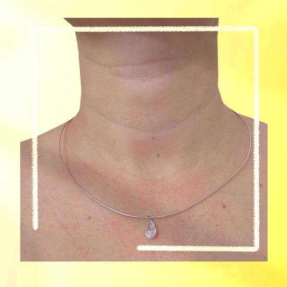 Vintage 925 Sterling Silver Italy Wire Necklace with Pendant - Picture 3 of 7